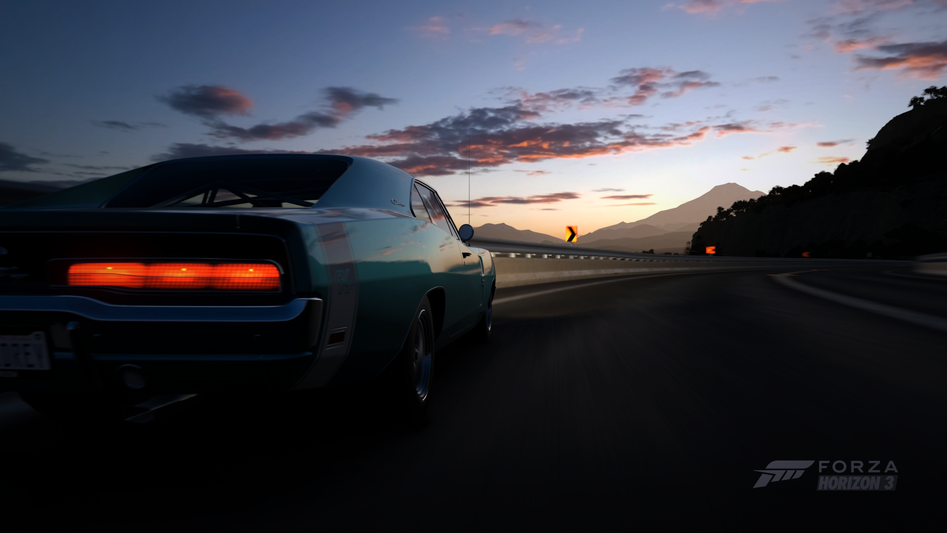 Forza Horizon Додж Чарджер 1969. Машина на закате. Машина уезжает в закат. Закат дорога машина.