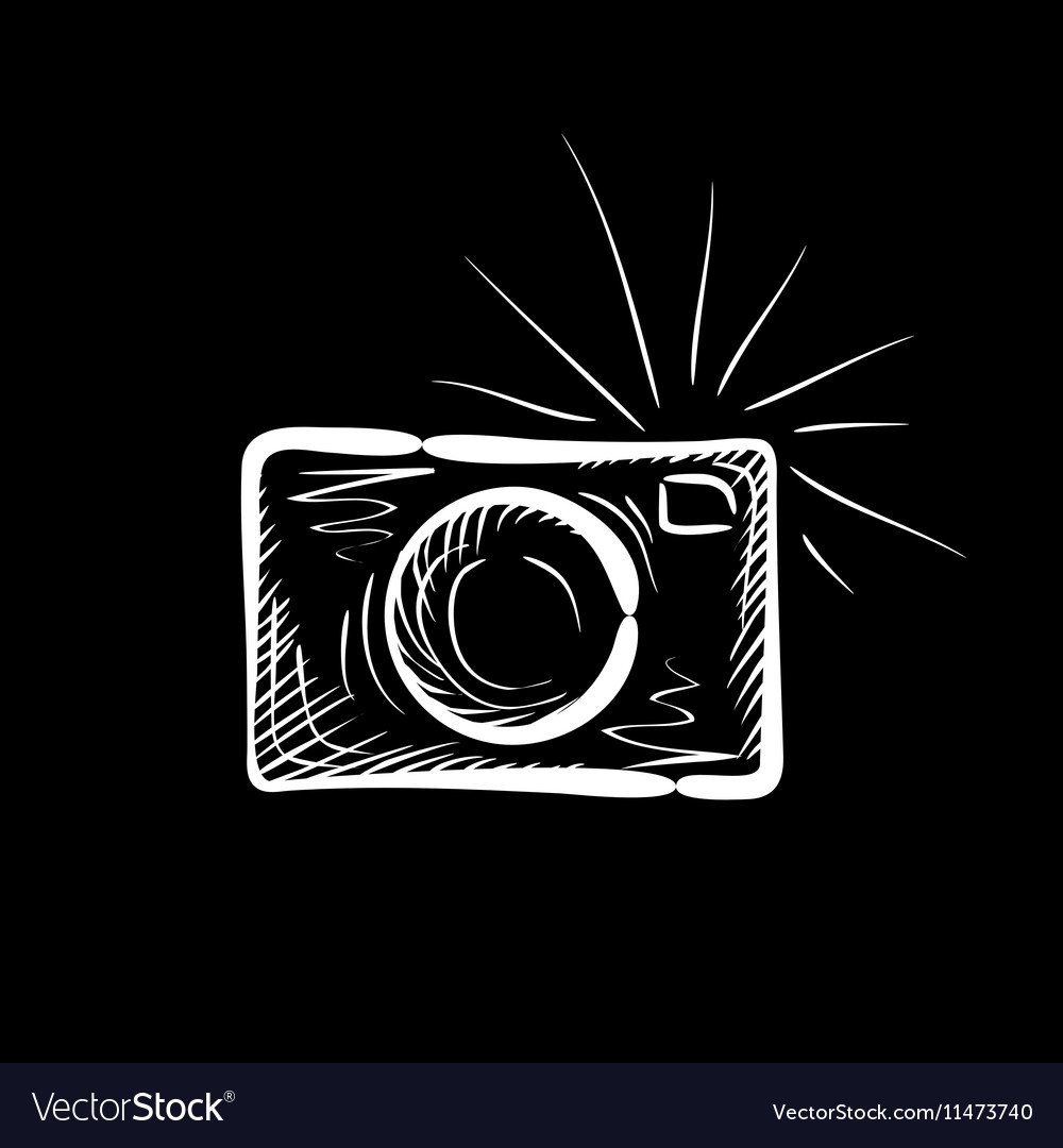 Иконка фотоаппарат на черном фоне