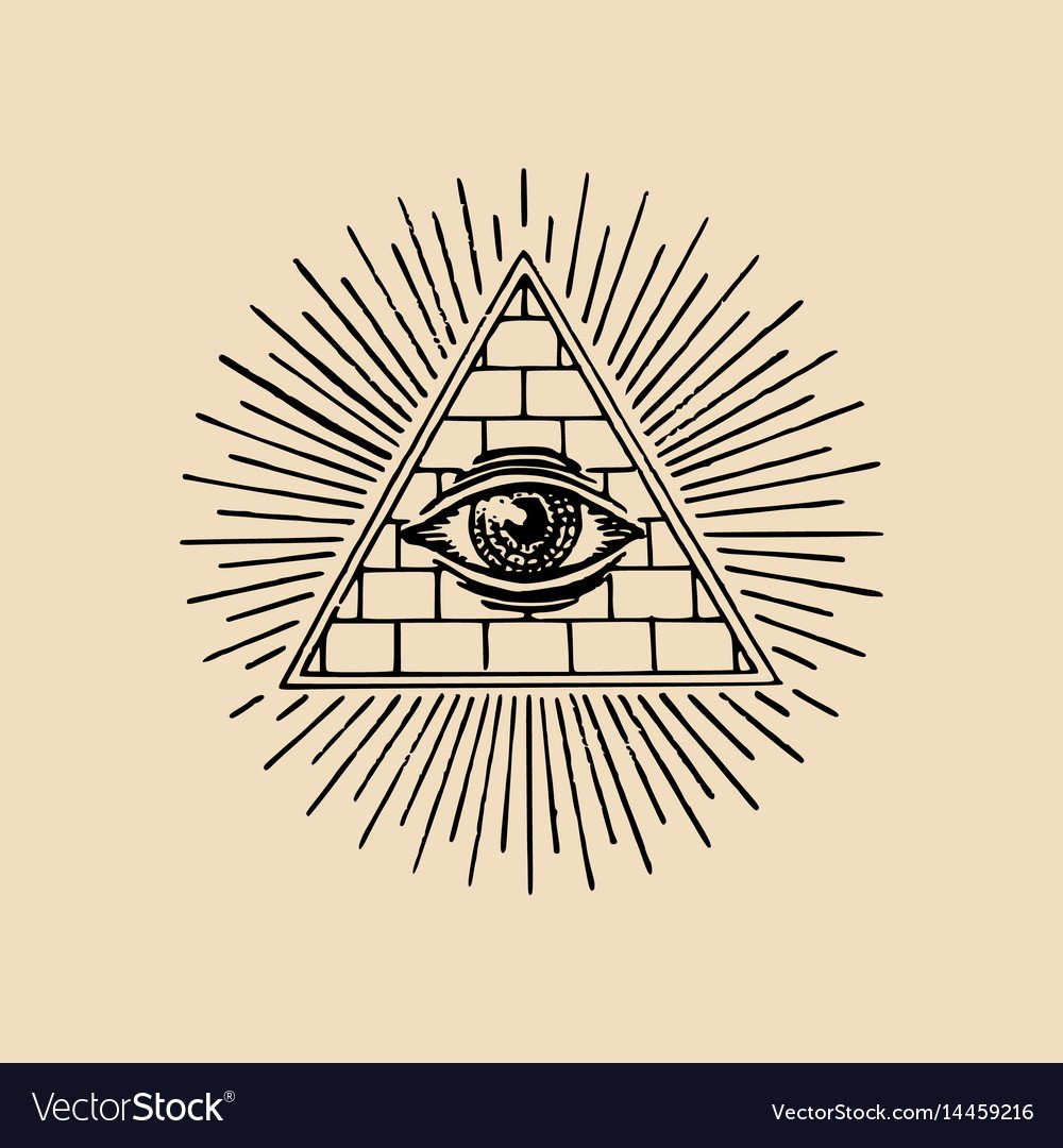 Масонская пирамида с глазом вектор