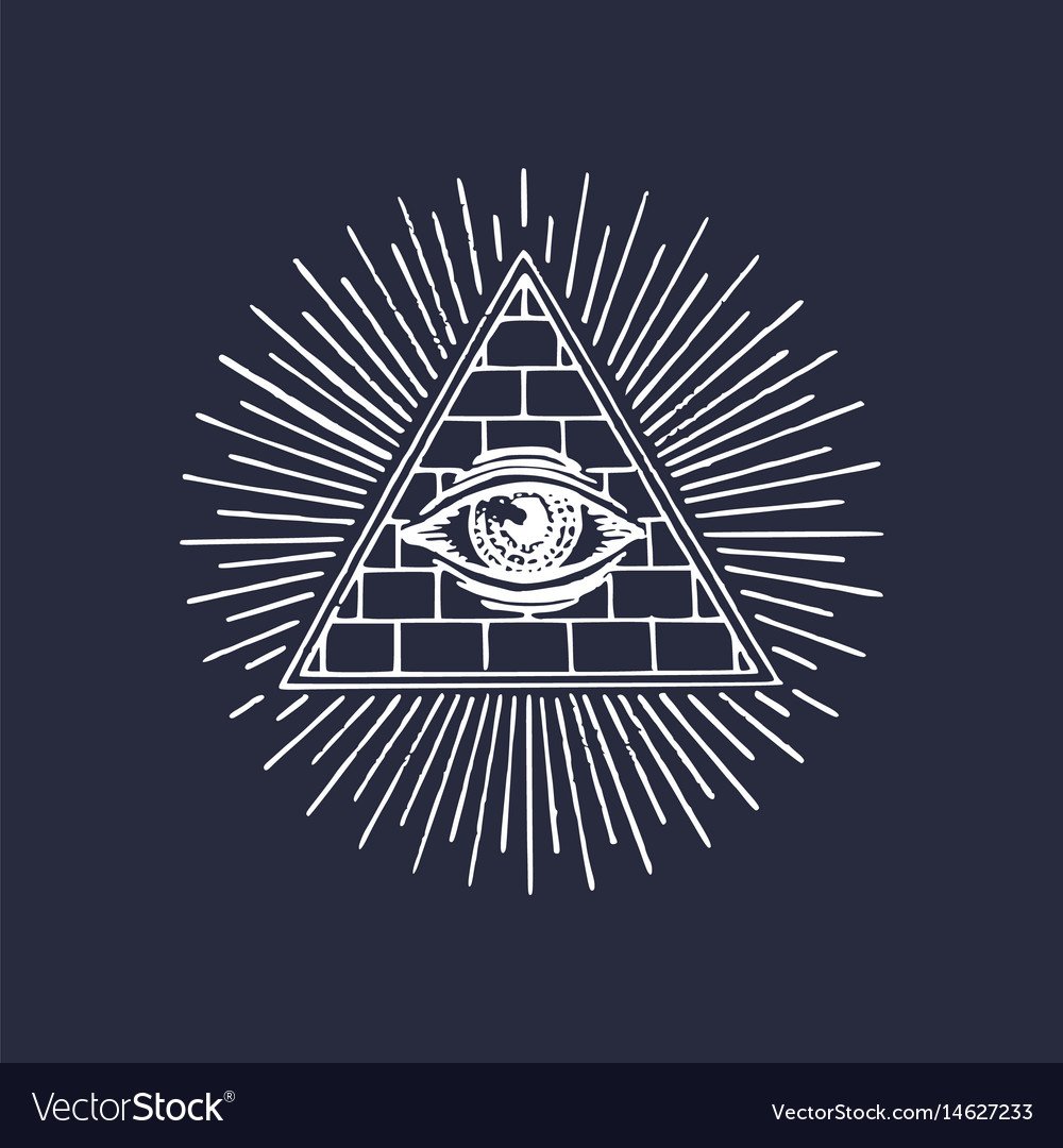 Масонская пирамида с глазом вектор