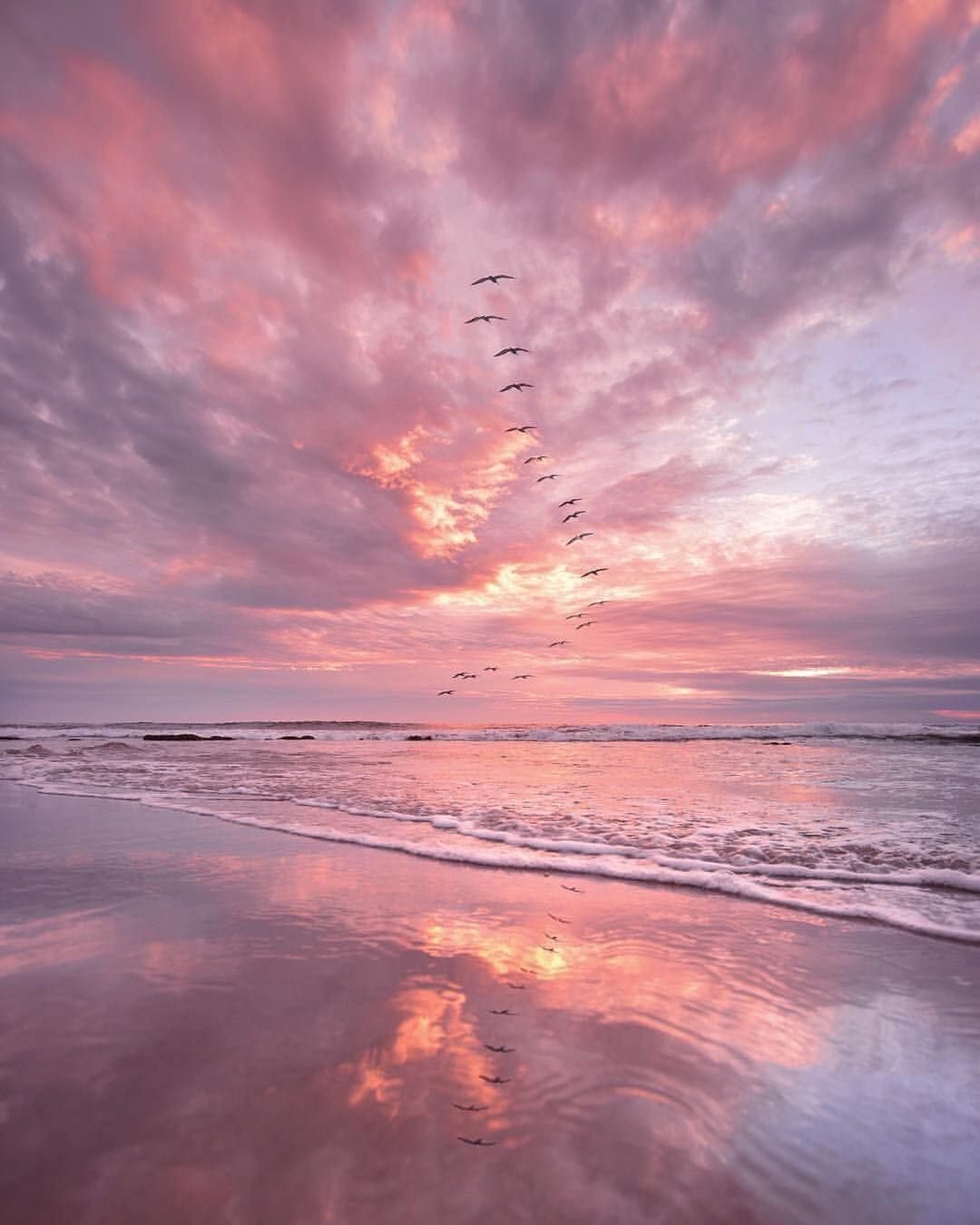 Розовый закат на море