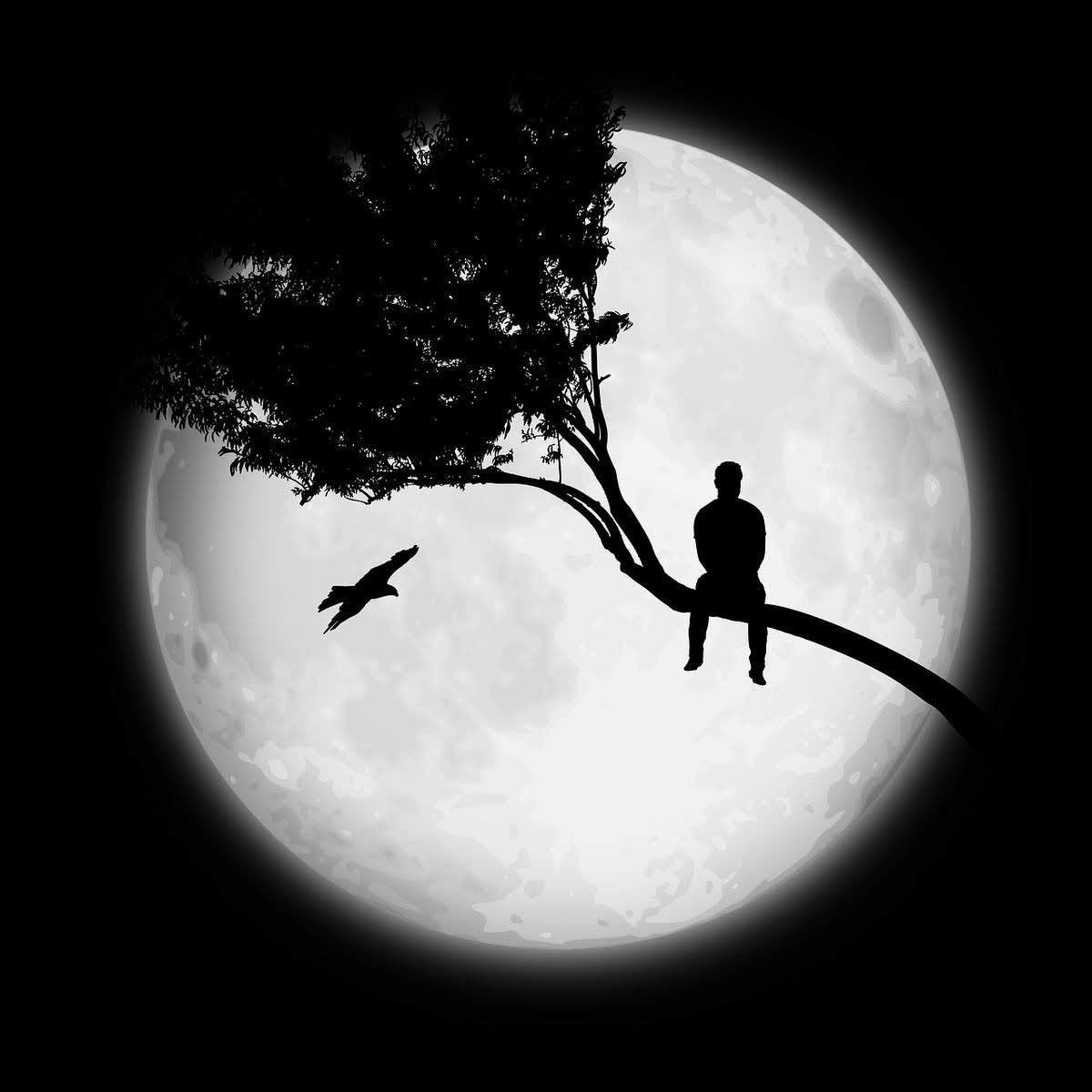 Качели на фоне луны