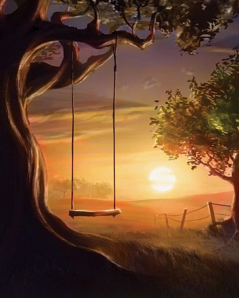 Пара на качелях