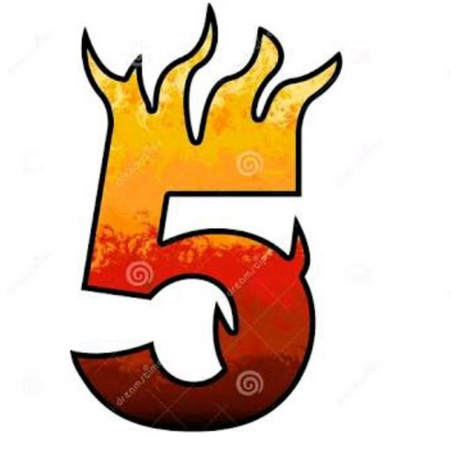 Цифра 5 в стиле огня