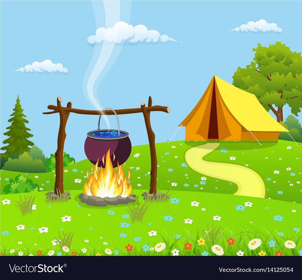 Палатка и костер детский