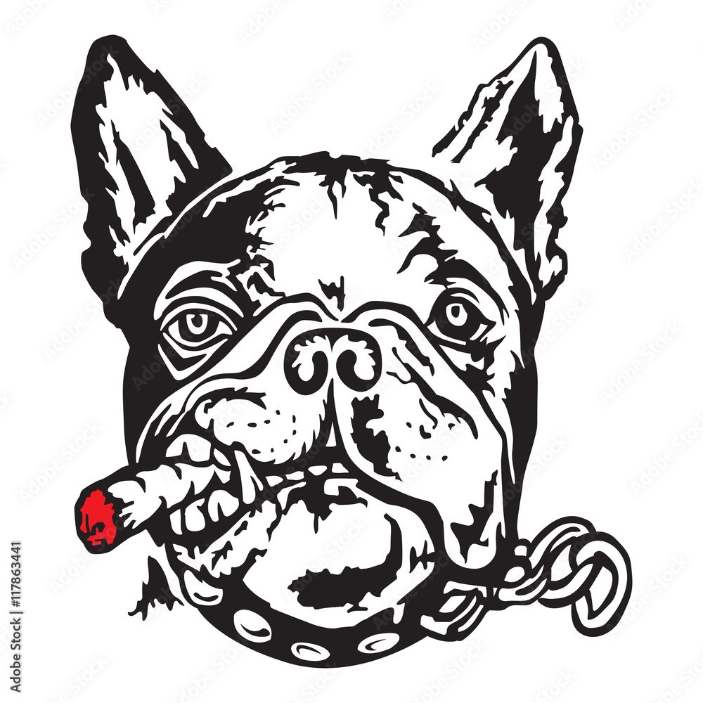 Бульдог тату эскиз