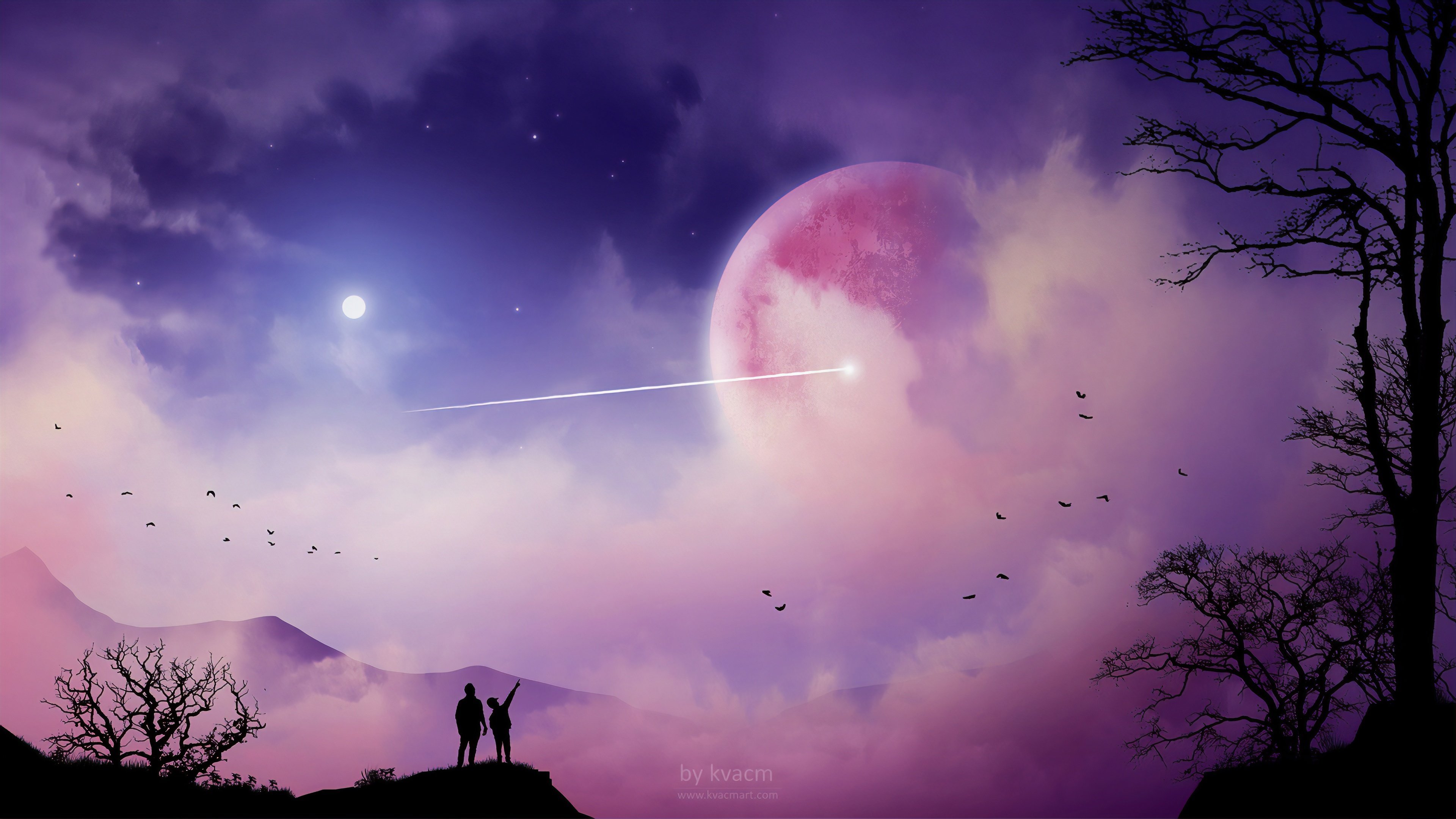 Чудесны лунные мартовские ночи впр 5. Лунное небо. Фиолетовая Луна. Ночное небо. Луна на розовом небе.