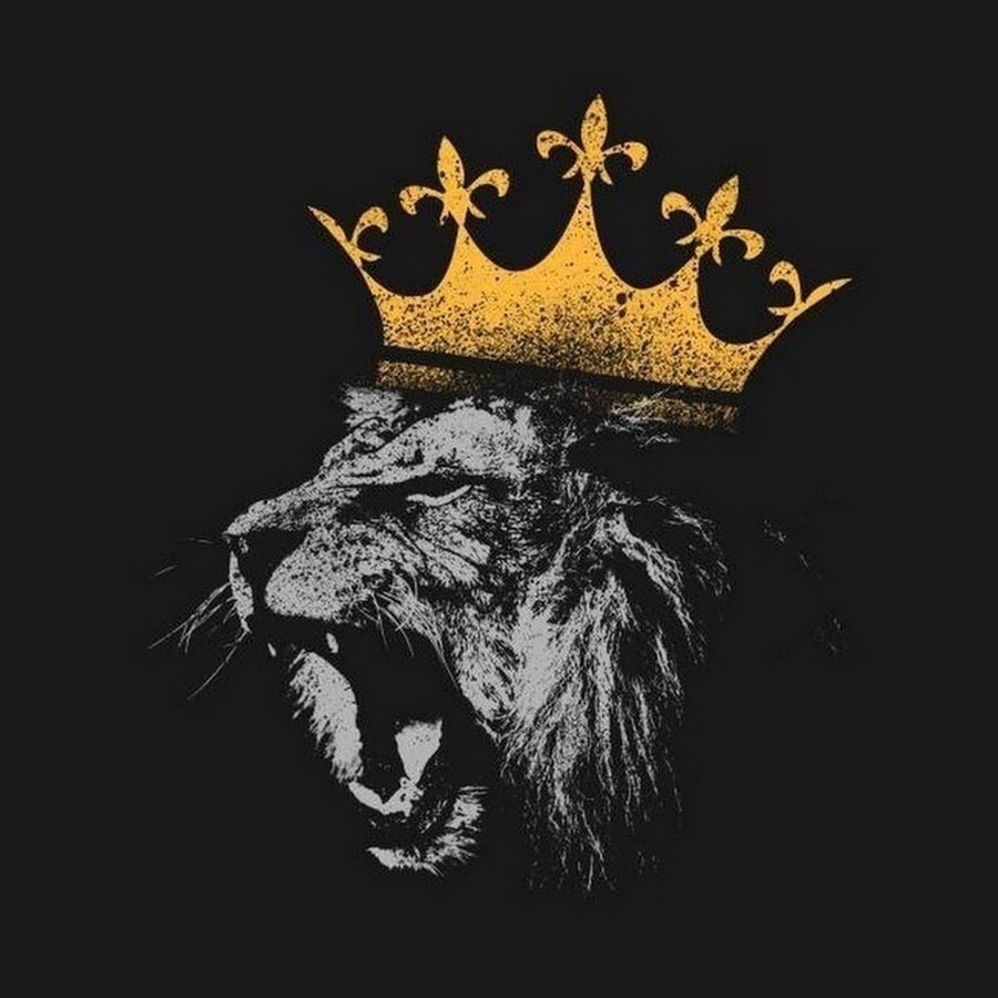 Лев с короной темный фон