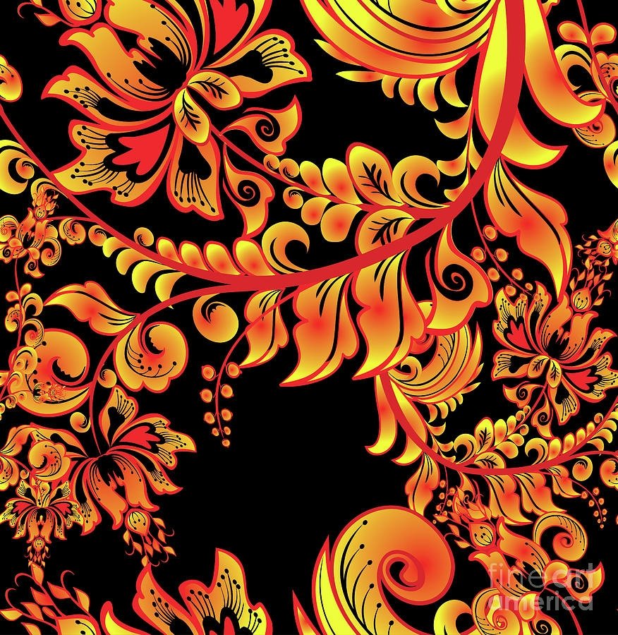 Хохлома черно желтая