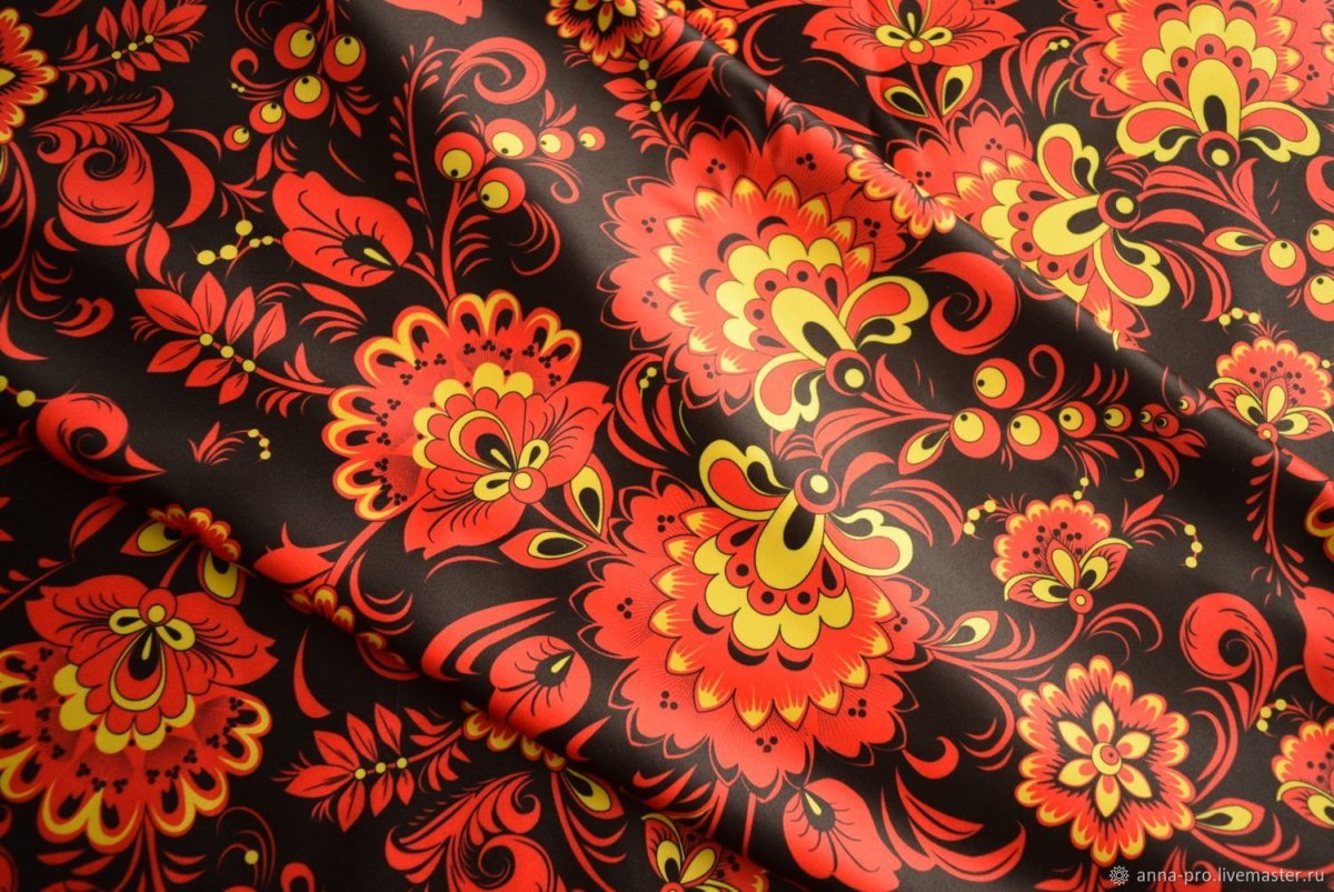 Ткань Хохлома зелёная