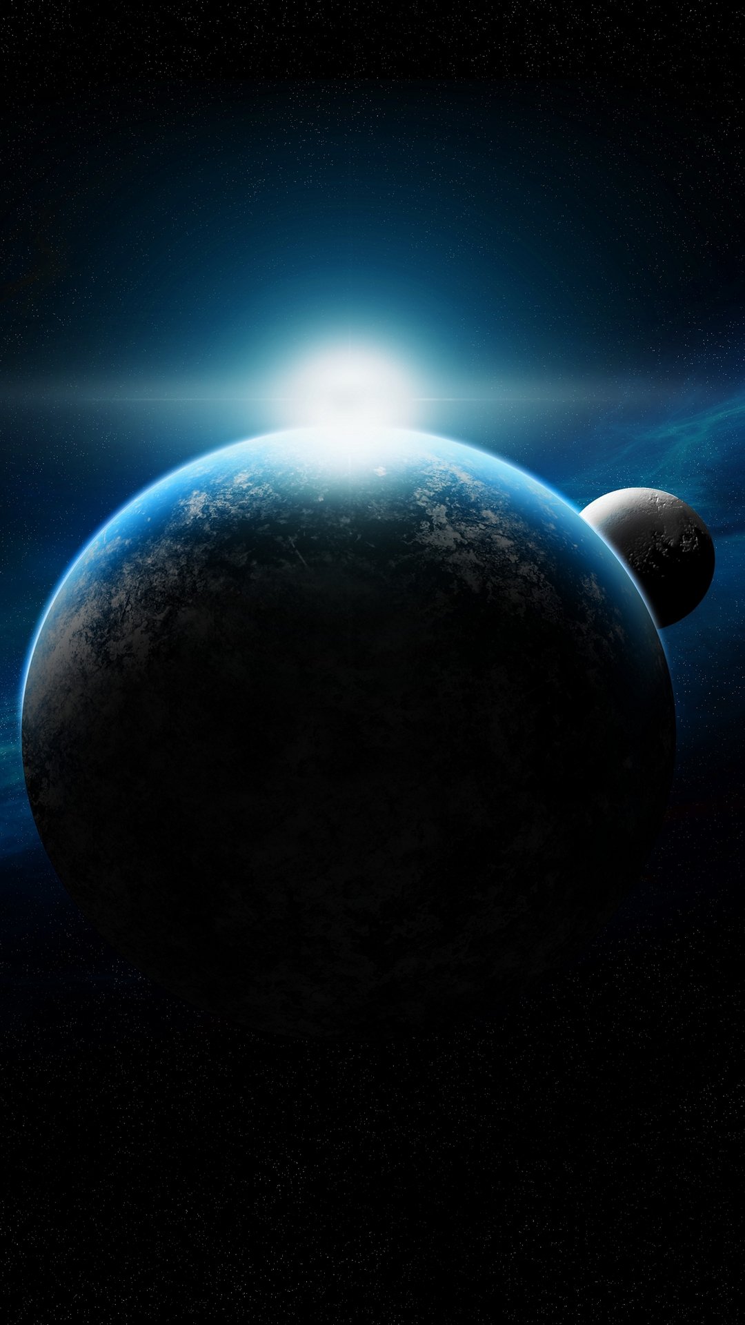 Планета на темном фоне вертикально