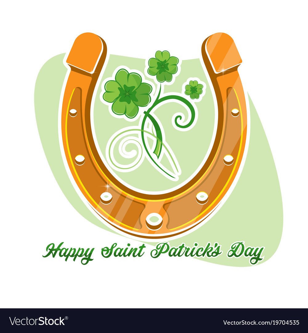 Подкова Клевер акварель