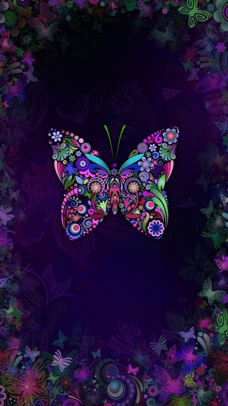 Бабочки на черном фоне