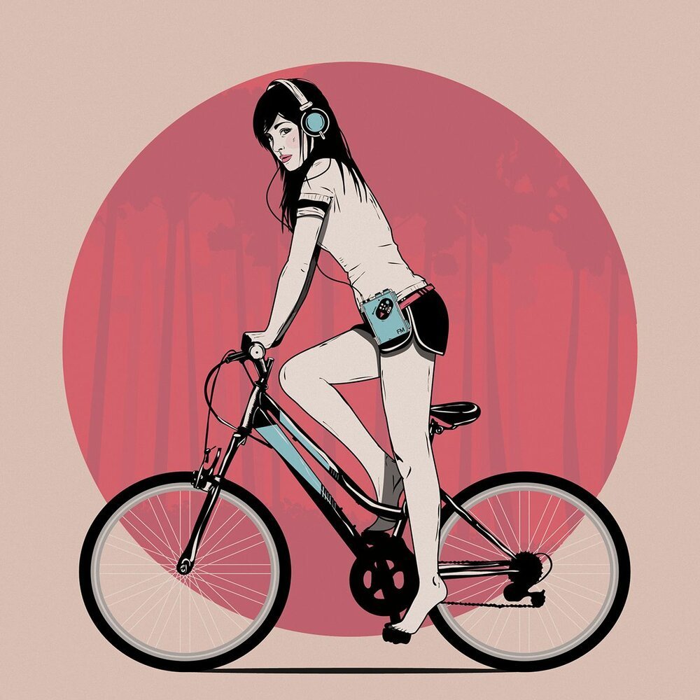 Парень на велосипеде арт