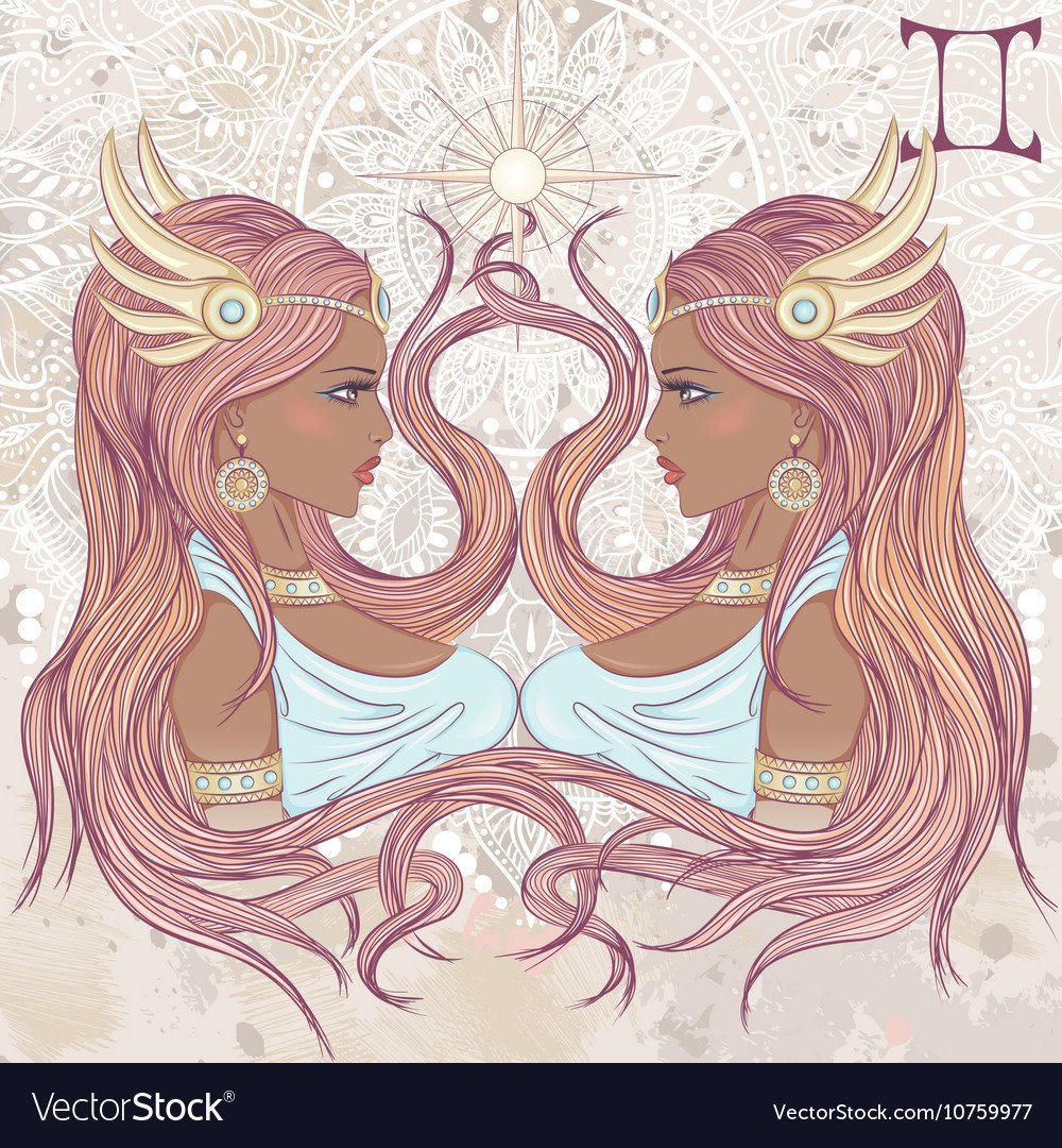 Близнецы в виде девушки арт