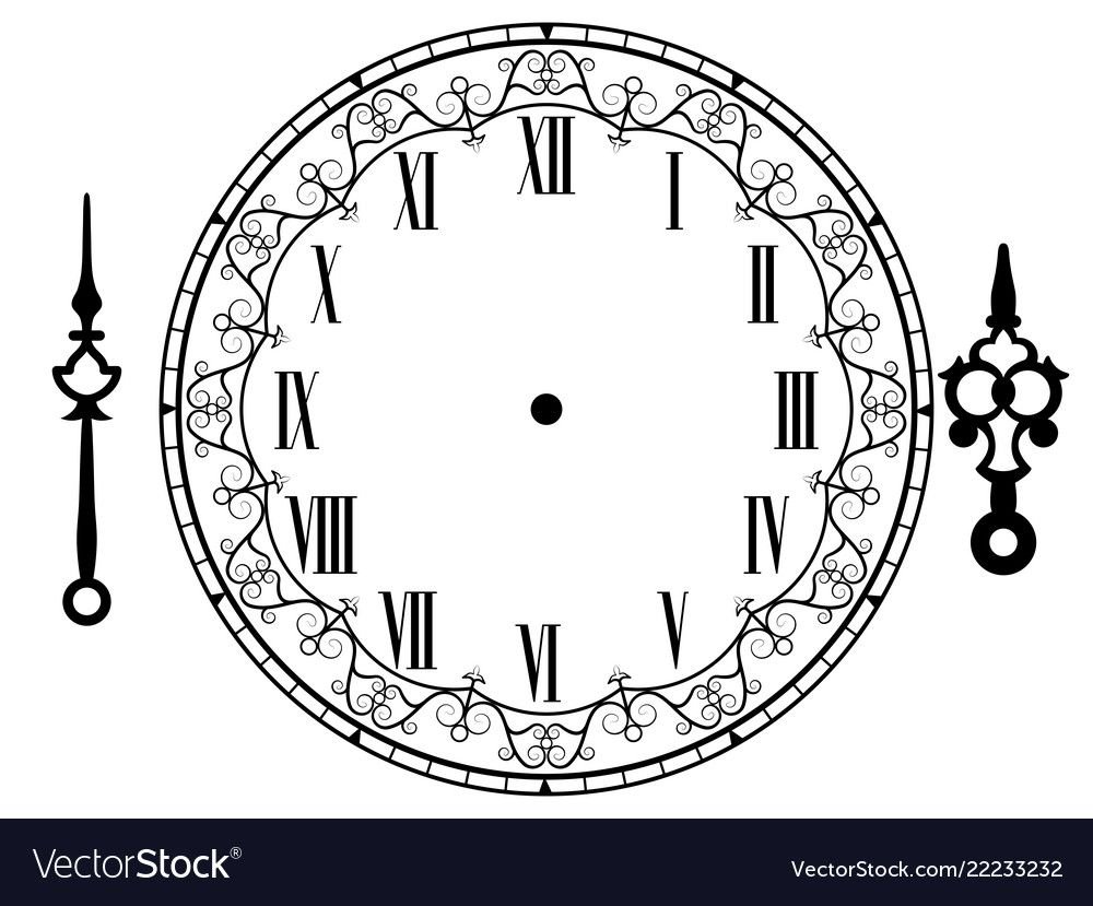 Циферблат старинных часов со стрелками