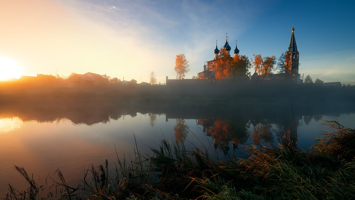 Рассвет на Вуоксе. Церковь Андрея Первозванного.