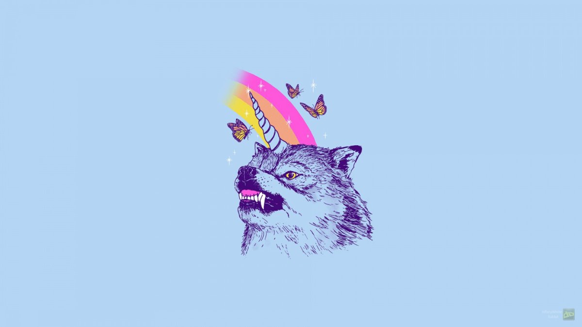 Много единорогов на белом фоне