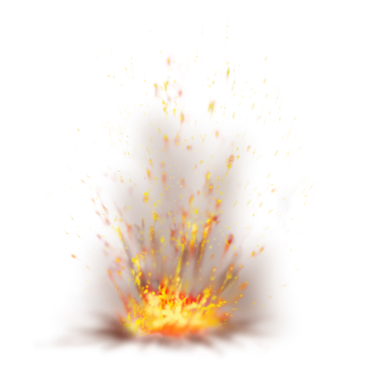 Огненный взрыв на белом фоне