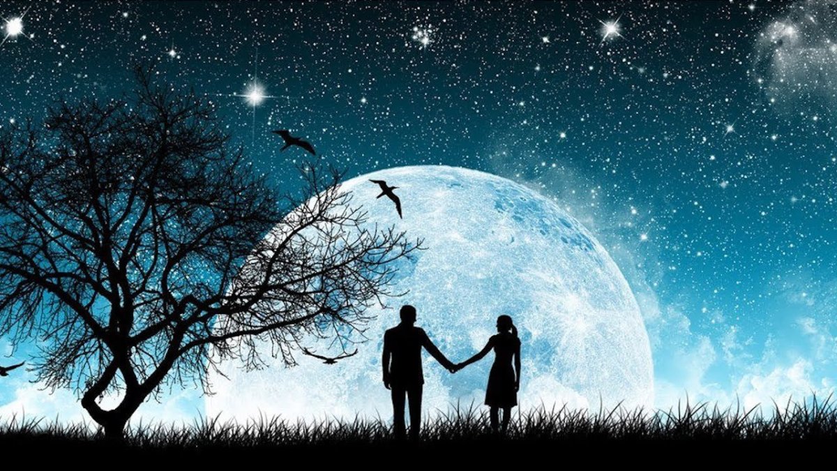 Пара на фоне Луны