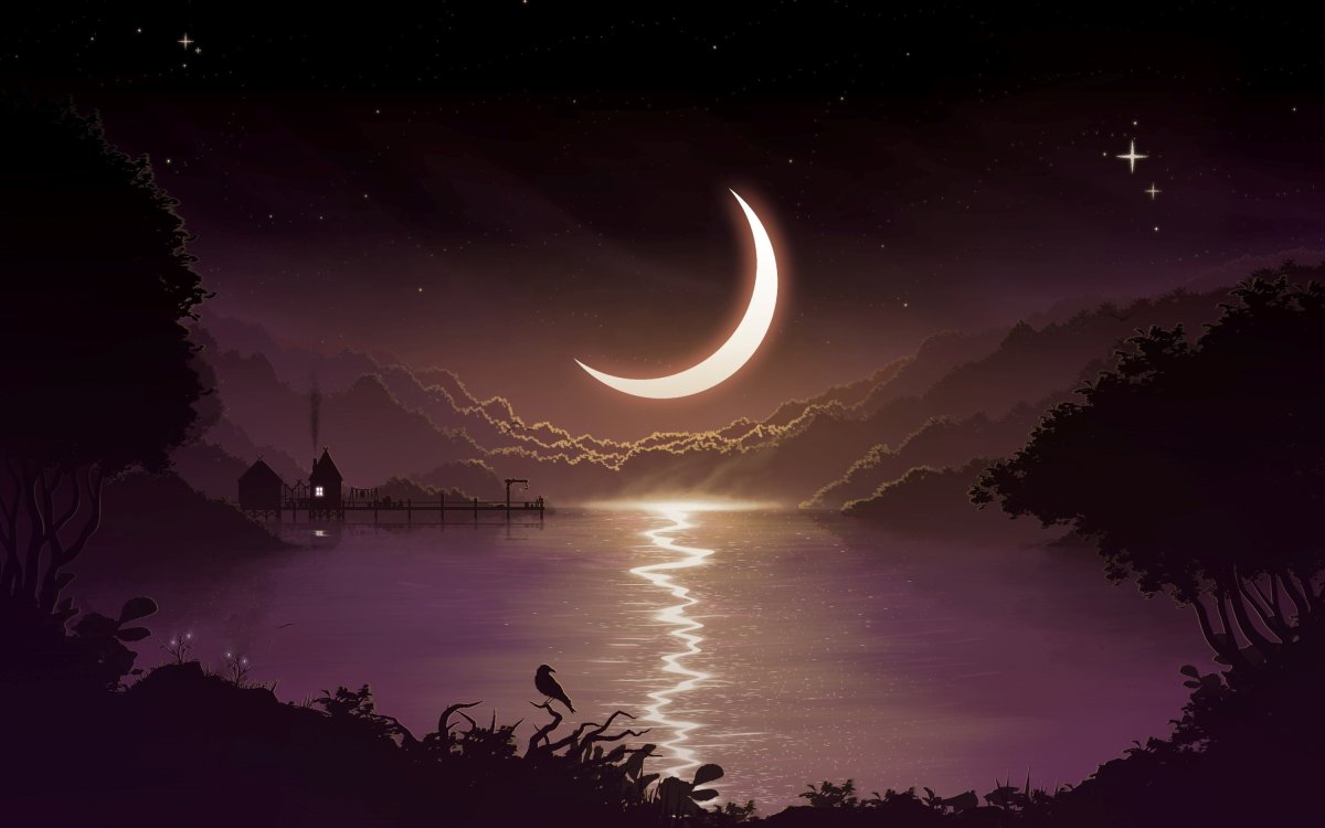 Ночь Луна звезды