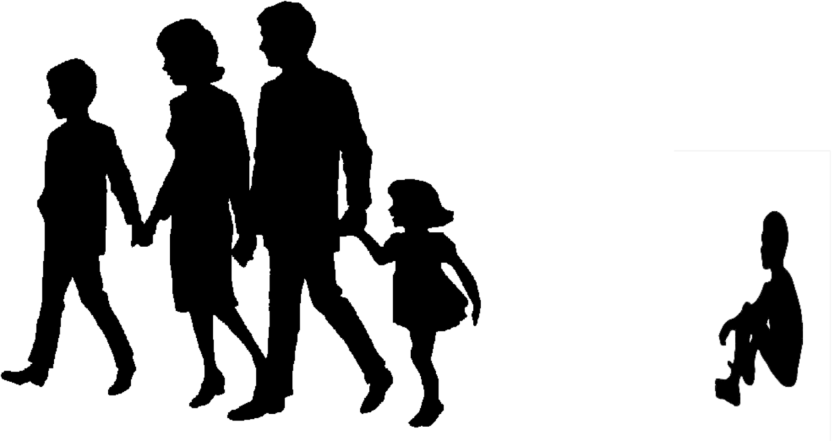 Прогулка с семьёй силуэт белый