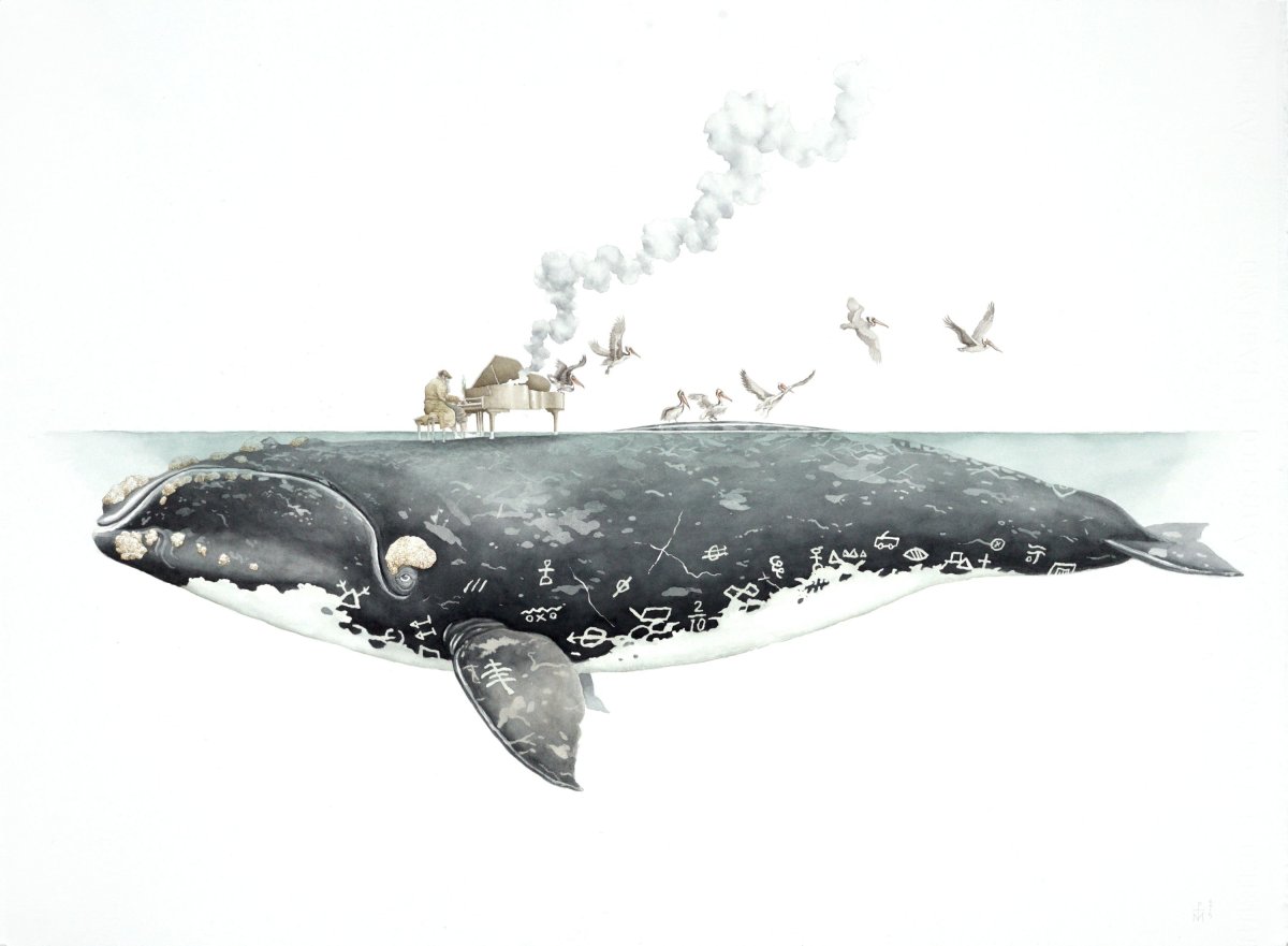 Кит арт карандашом