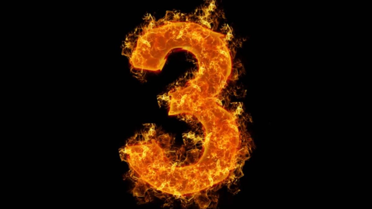 Цифра 3 с огнем