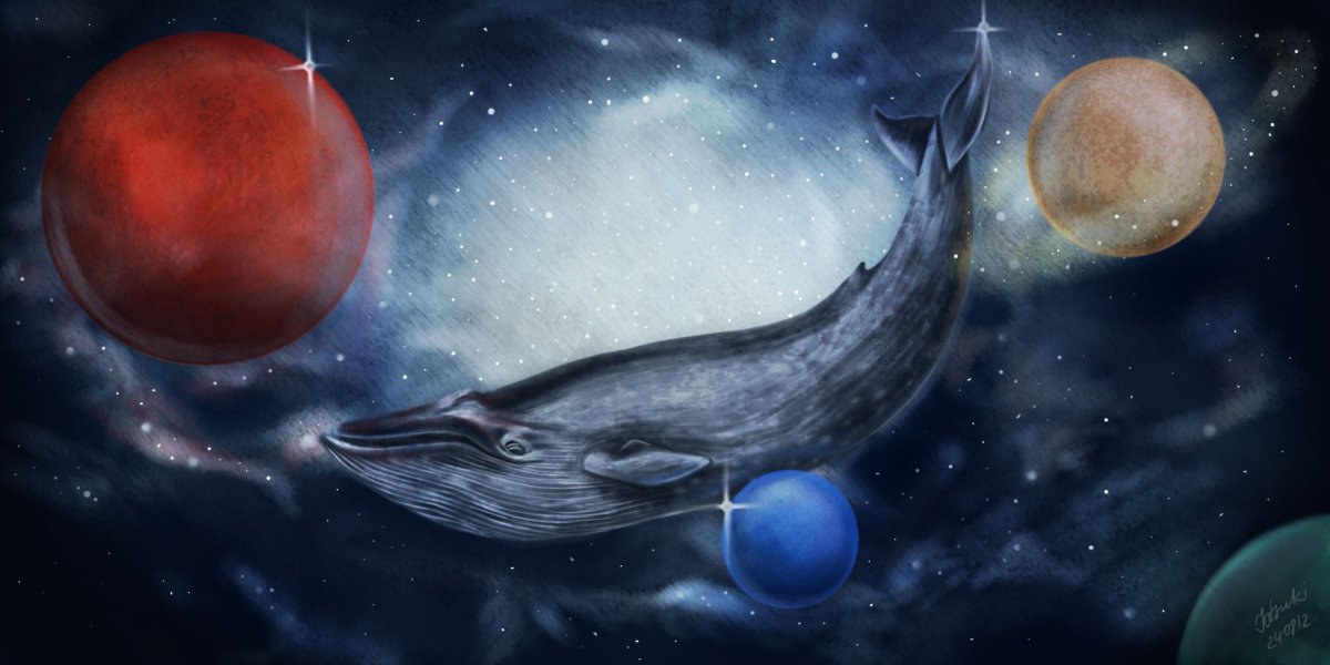 Кит звездное небо картина