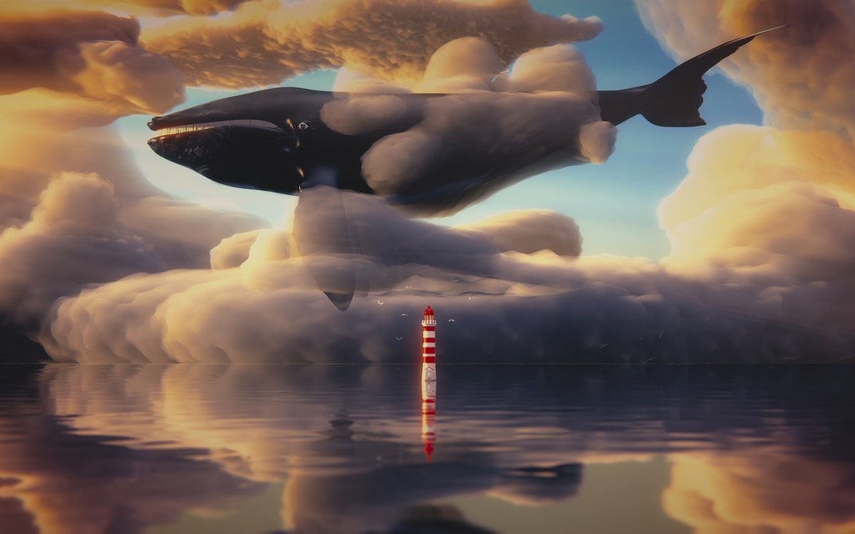 Кит летает в облаках