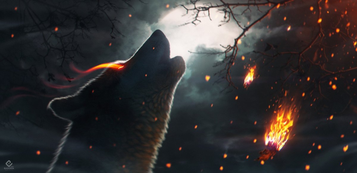 Костер в лесу арт