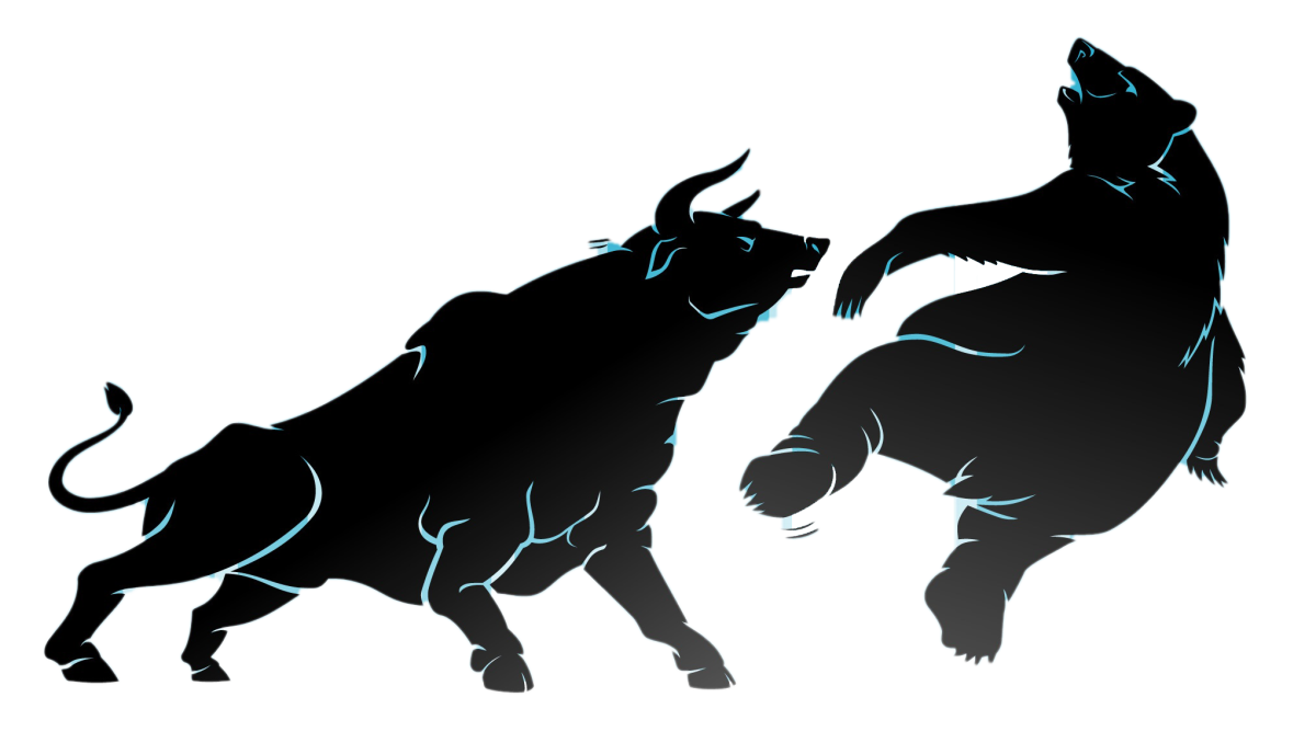 Силуэт бык на дыбах