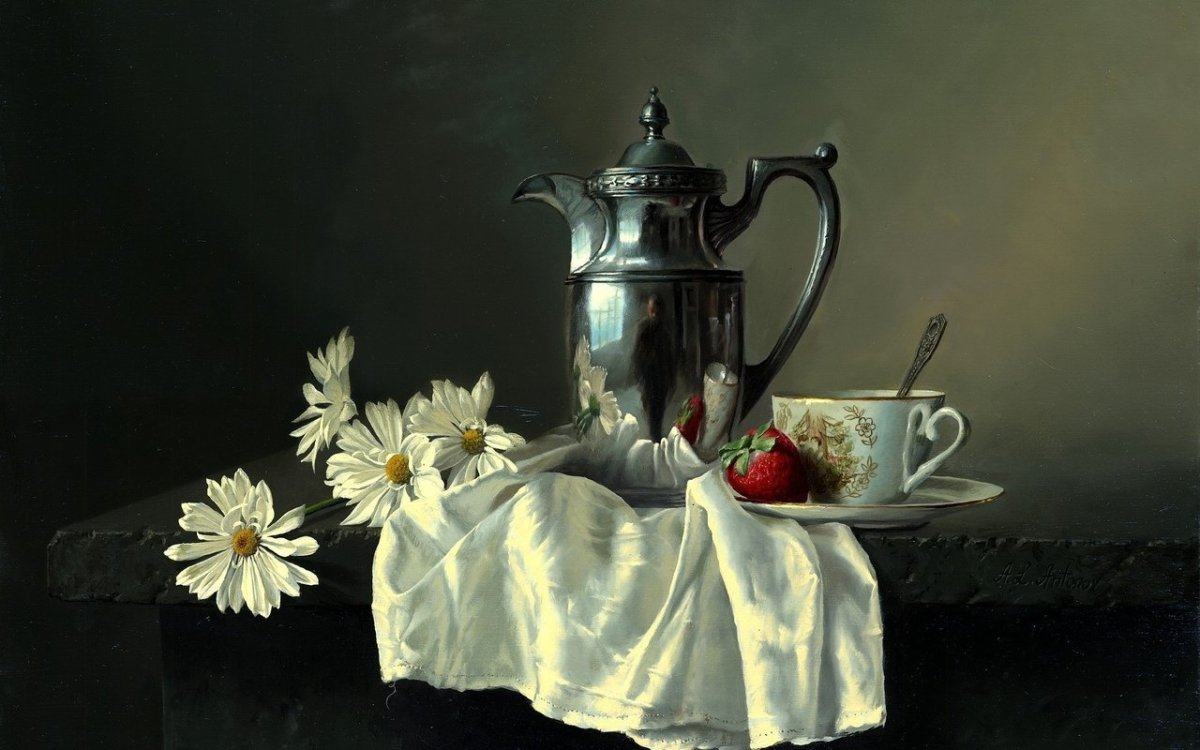 Цветы на черном фоне живопись