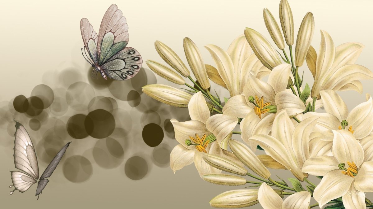 Цветы на бежевом фоне