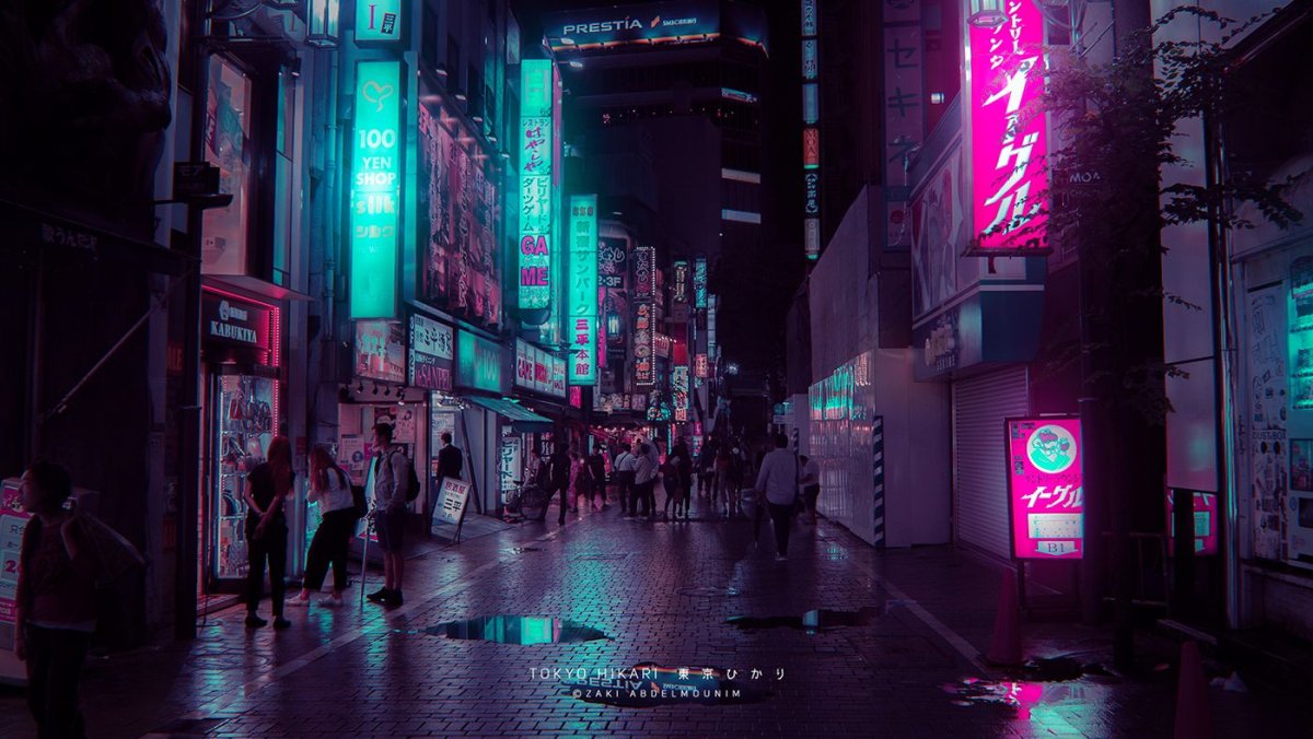 Аниме Бэкграунд ночной Токио