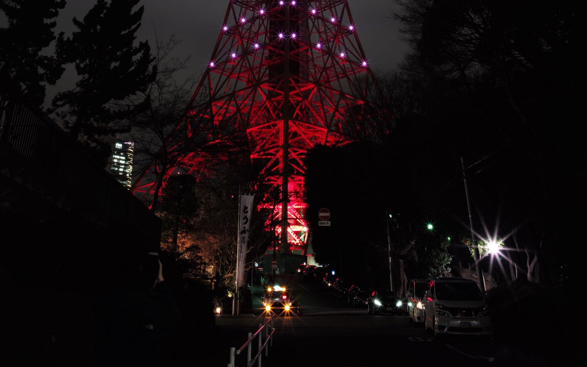 Телебашня Токио ночью 4k