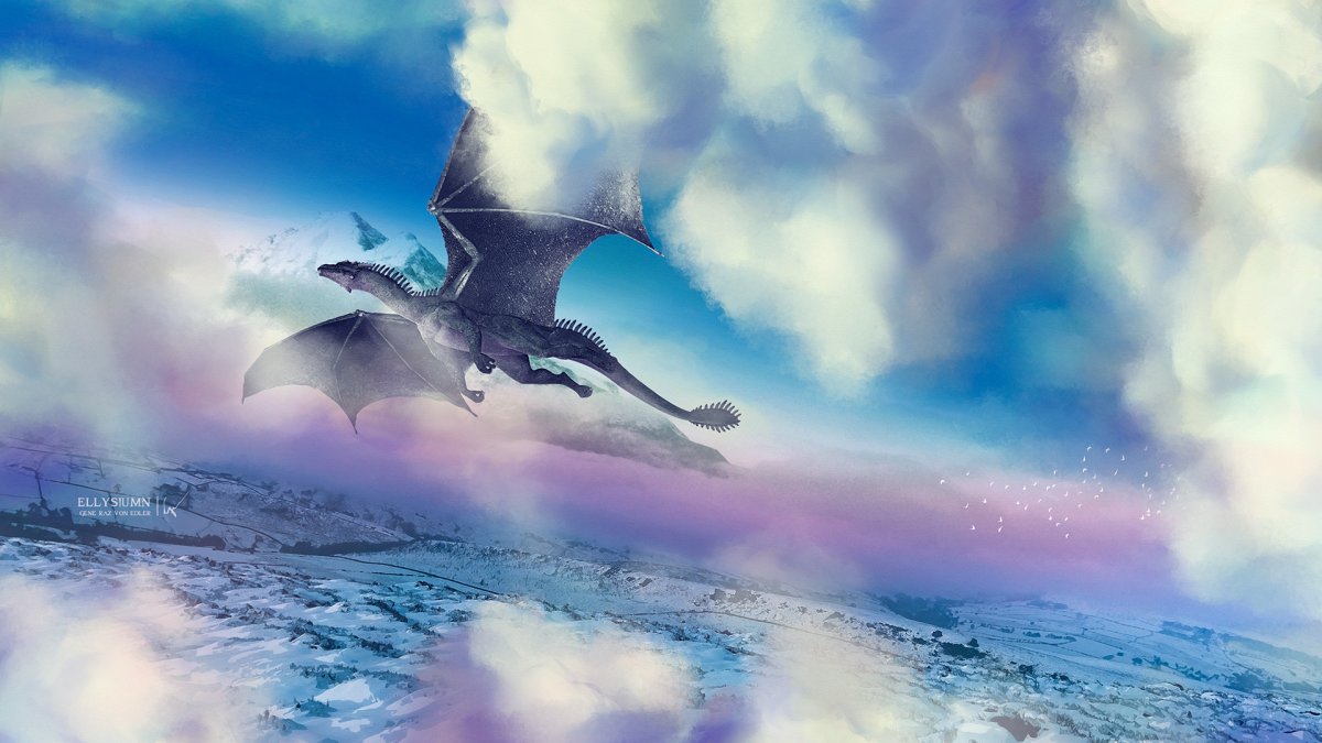 Белый дракон в небе