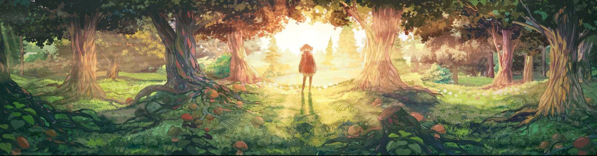 Лужайка в лесу арт