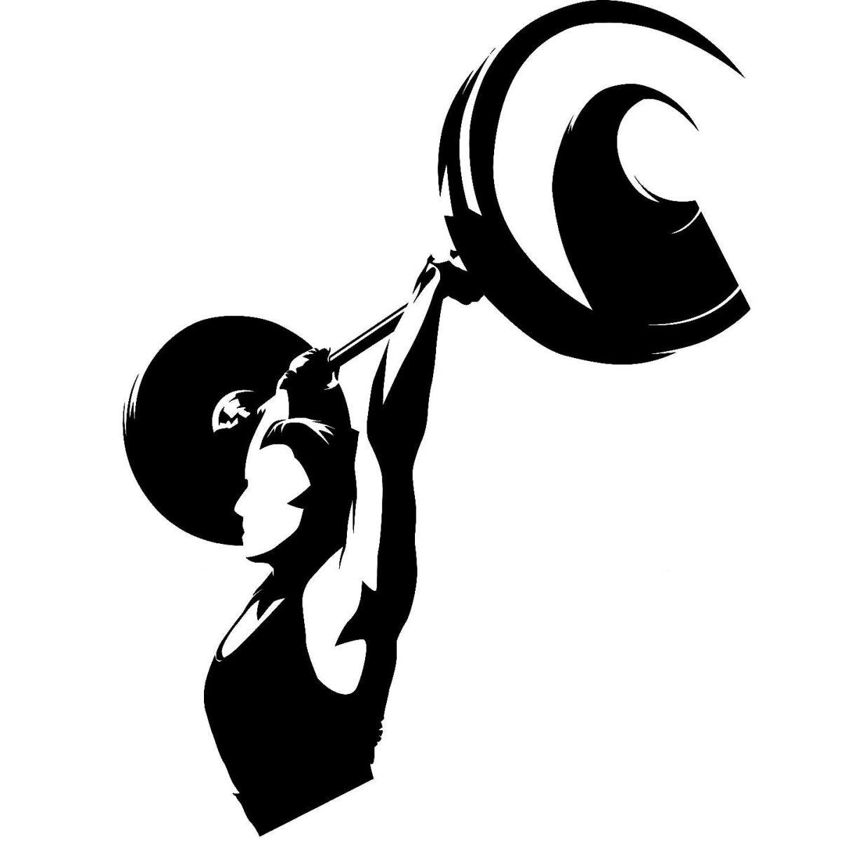 Девушка со штангой силуэт