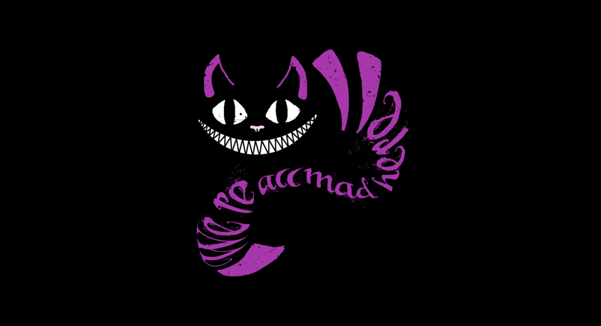 Чеширский кот на черном фоне