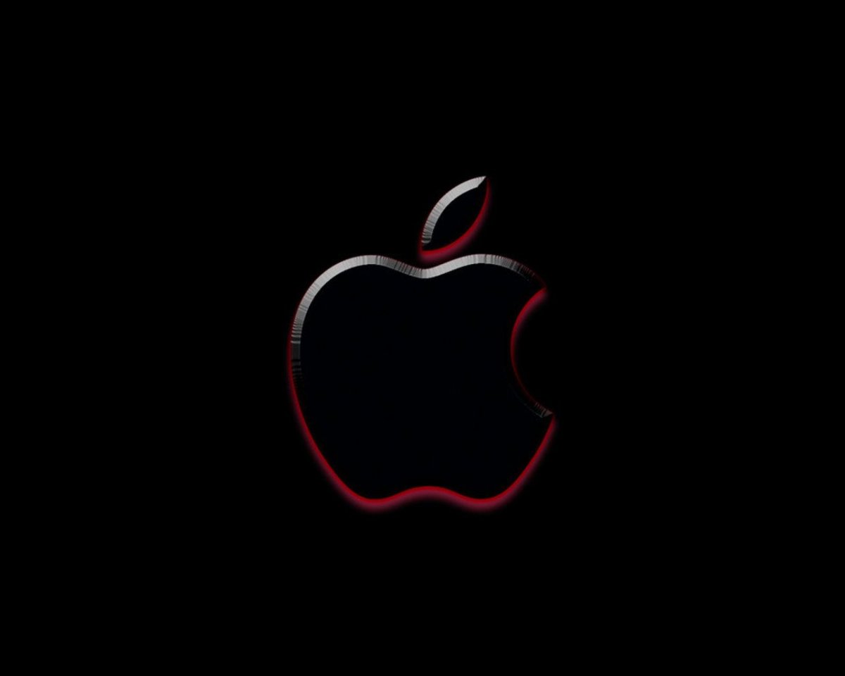 Знак Apple на черном фоне