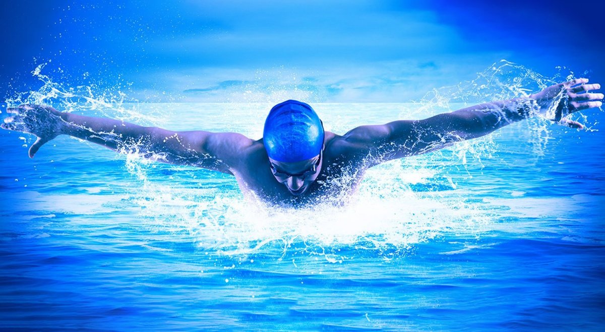 Пловец Баттерфляй силуэт вектор