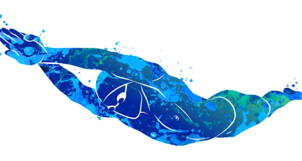 Пловец на белом фоне