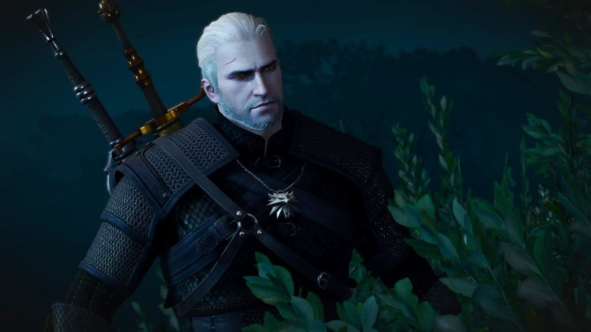 Ведьмак на белом фоне