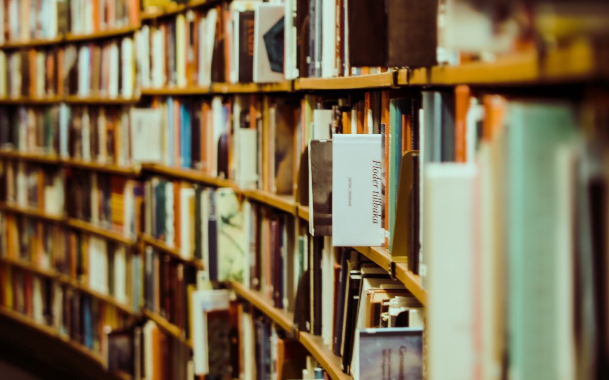 Книжные полки с книгами