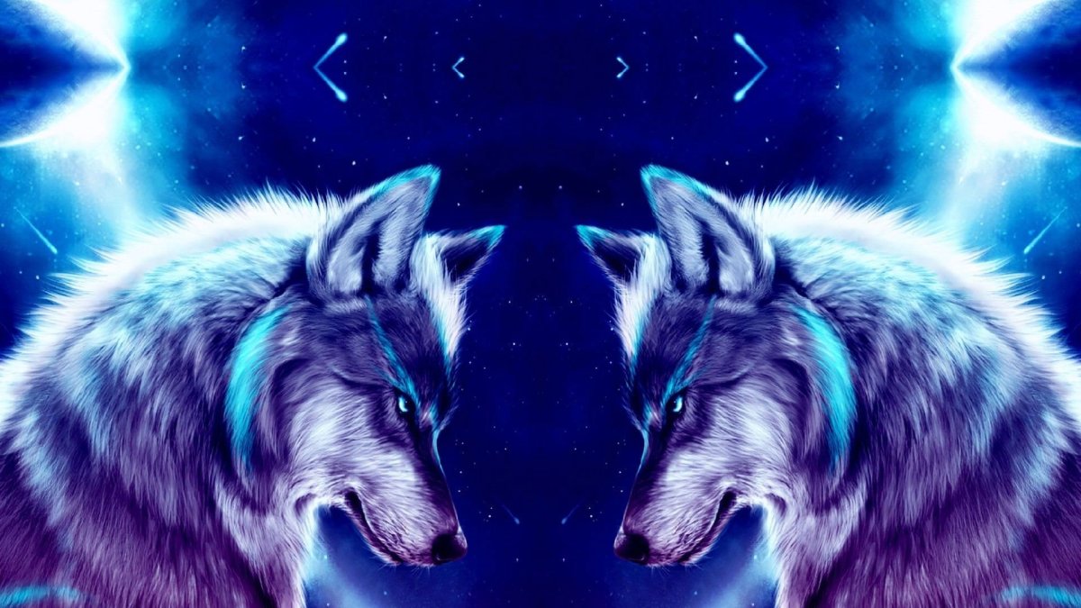 Волки на красивом фоне