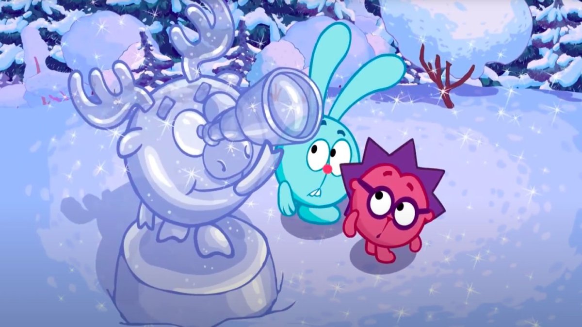 Смешарики Крош и Ежик зима