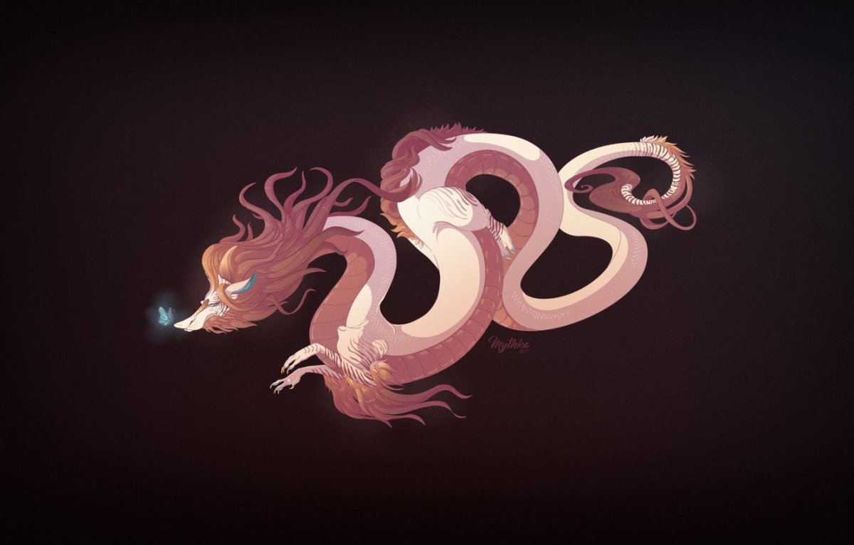 Китайский дракон на черном фоне