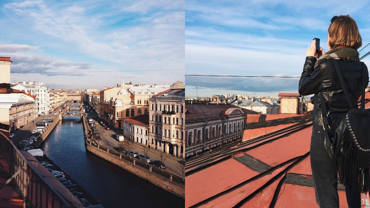 Девушка на фоне Санкт-Петербурга