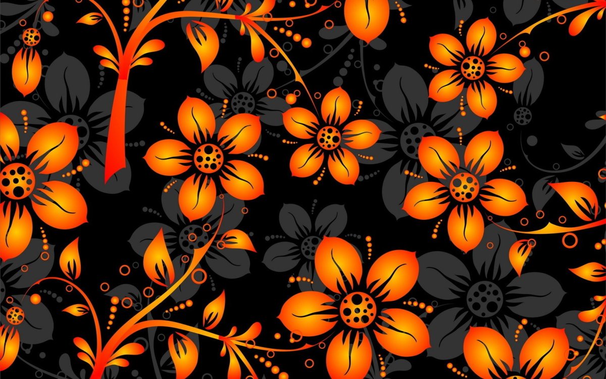 Цветные узоры на черном фоне